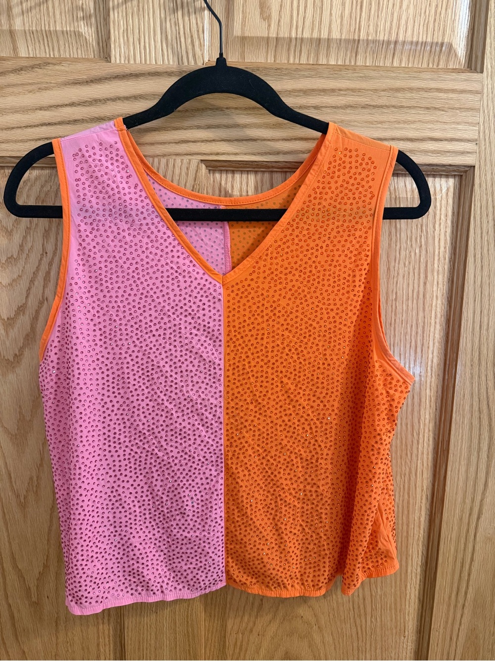 Two-Tone Pink and Orange Sleeveless Tank Top and Short set